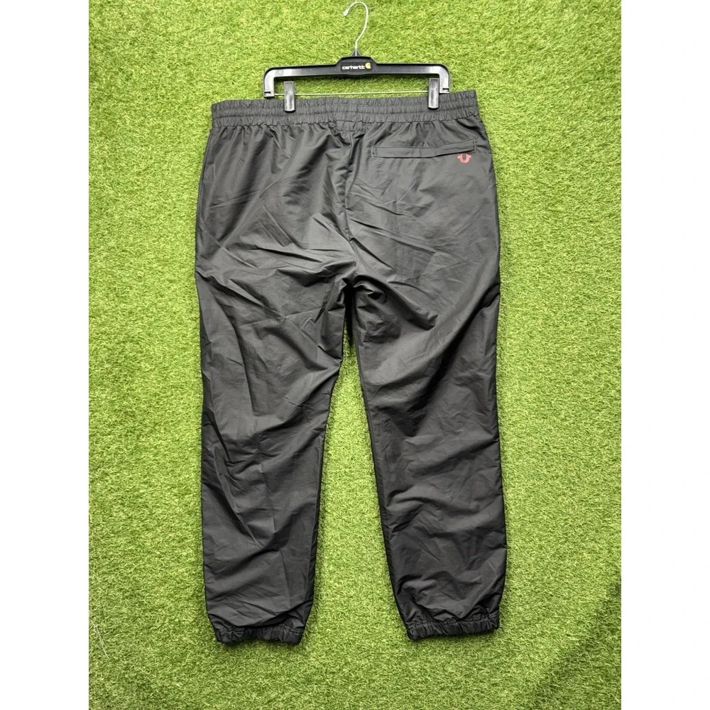 True Religon Track Pants Mens 2XL Black Tapered Leg Elastic Waist Gym y2k 38x31